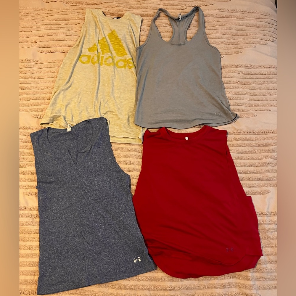 Lot of 4 workout tanks (3 Under Armour & 1 Adidas)